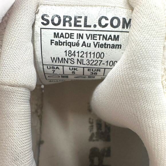 Sorel Kinetic Lace Sneakers White Gray Knit Shoes Size 7 - Picture 7 of 8